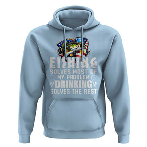 Funny Fishing Drinking Hoodie Fishing Solves Most Of My Problems Drinking Solves The Rest TS09 Light Blue Print Your Wear