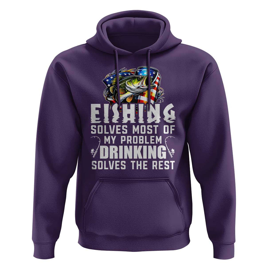 Funny Fishing Drinking Hoodie Fishing Solves Most Of My Problems Drinking Solves The Rest TS09 Purple Print Your Wear