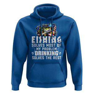 Funny Fishing Drinking Hoodie Fishing Solves Most Of My Problems Drinking Solves The Rest TS09 Royal Blue Print Your Wear