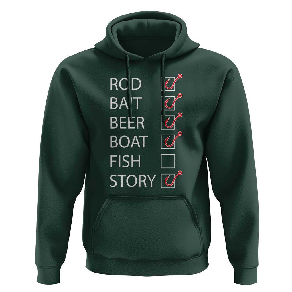 Funny Fishing Check Off List Hoodie TS09 Dark Forest Green Print Your Wear