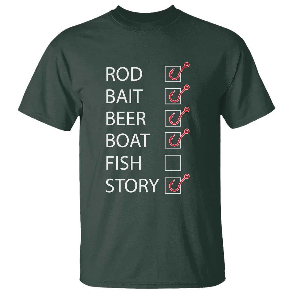 Funny Fishing Check Off List T Shirt TS09 Dark Forest Green Print Your Wear