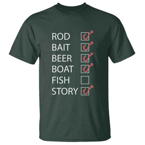 Funny Fishing Check Off List T Shirt TS09 Dark Forest Green Print Your Wear
