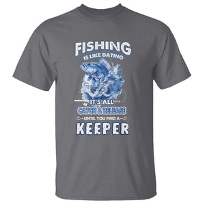 Funny Fishing Is Like Dating It's All Catch And Relesase Until You Find A Keeper T Shirt TS09 Charcoal Print Your Wear