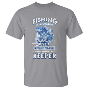 Funny Fishing Is Like Dating It's All Catch And Relesase Until You Find A Keeper T Shirt TS09 Sport Gray Print Your Wear