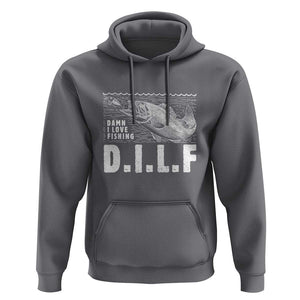 Funny Fisherman Hoodie DILF Damn I Love Fishing TS09 Charcoal Print Your Wear