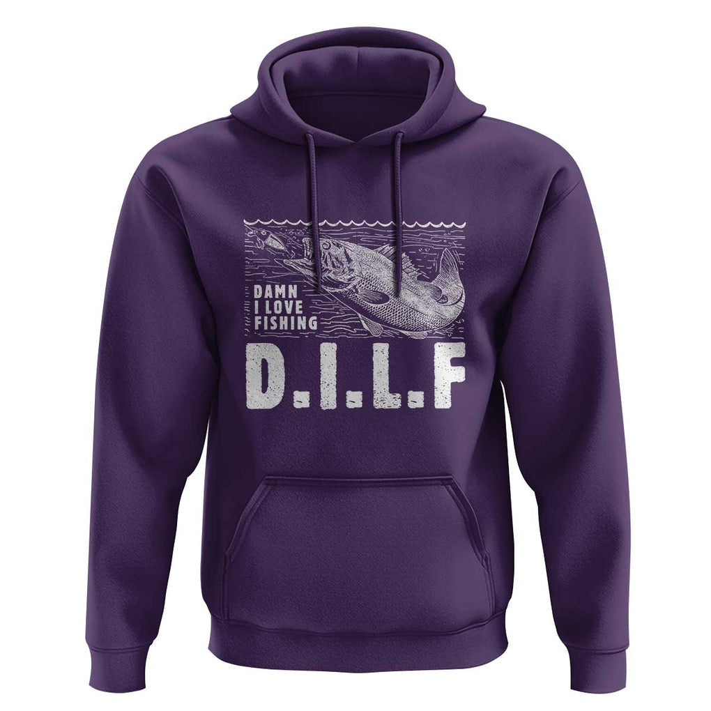 Funny Fisherman Hoodie DILF Damn I Love Fishing TS09 Purple Print Your Wear
