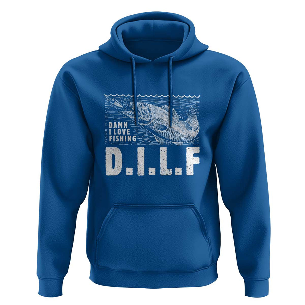 Funny Fisherman Hoodie DILF Damn I Love Fishing TS09 Royal Blue Print Your Wear