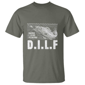 Funny Fisherman T Shirt DILF Damn I Love Fishing TS09 Military Green Print Your Wear