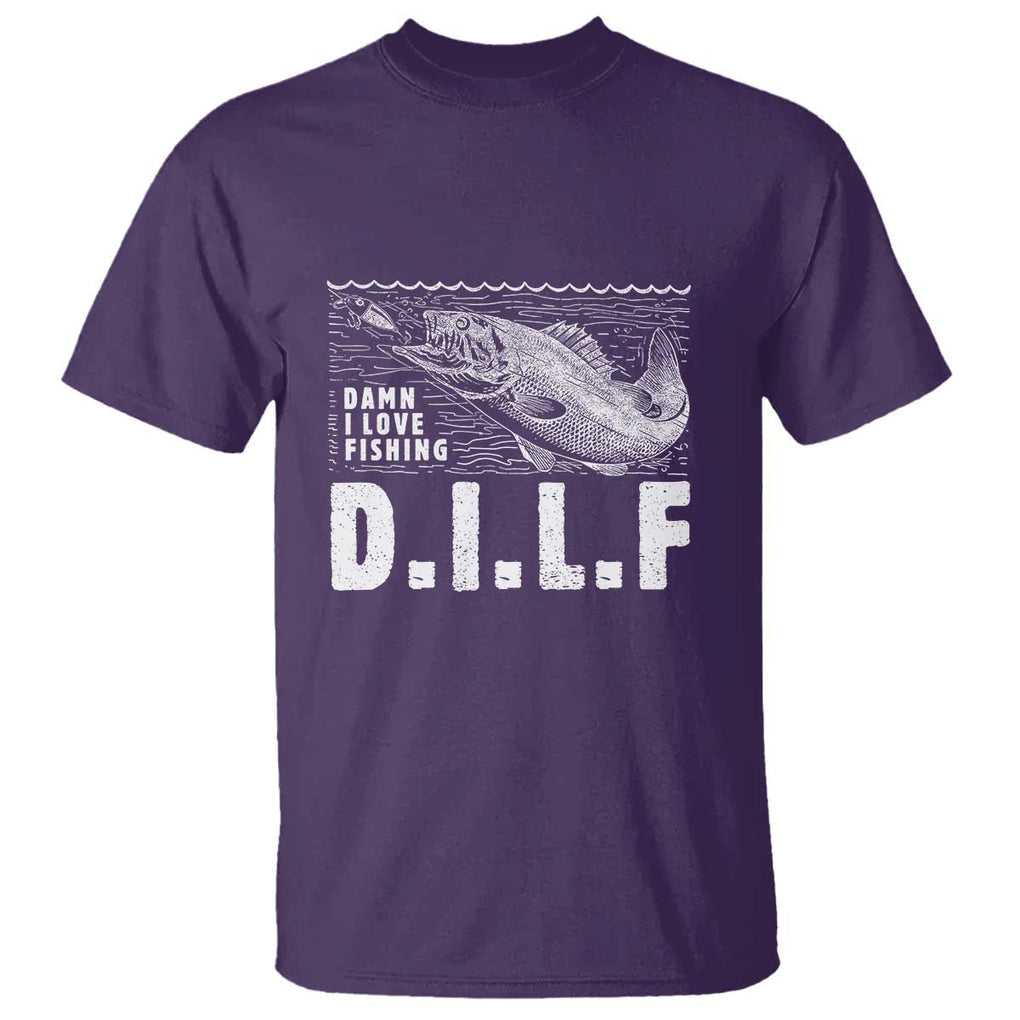 Funny Fisherman T Shirt DILF Damn I Love Fishing TS09 Purple Print Your Wear