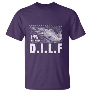 Funny Fisherman T Shirt DILF Damn I Love Fishing TS09 Purple Print Your Wear