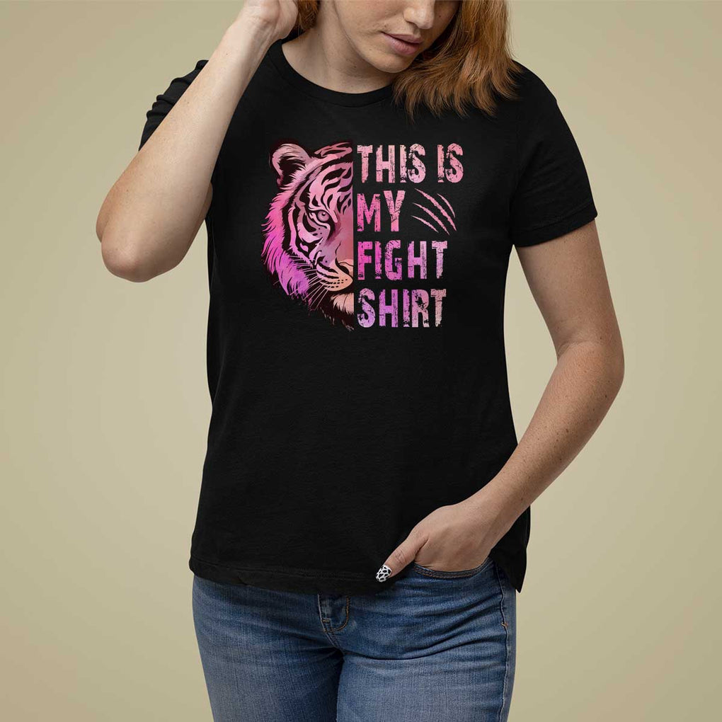 Breast Cancer T Shirt For Women This Is My Fight Pink Tiger Warrior TS09 Black Print Your Wear