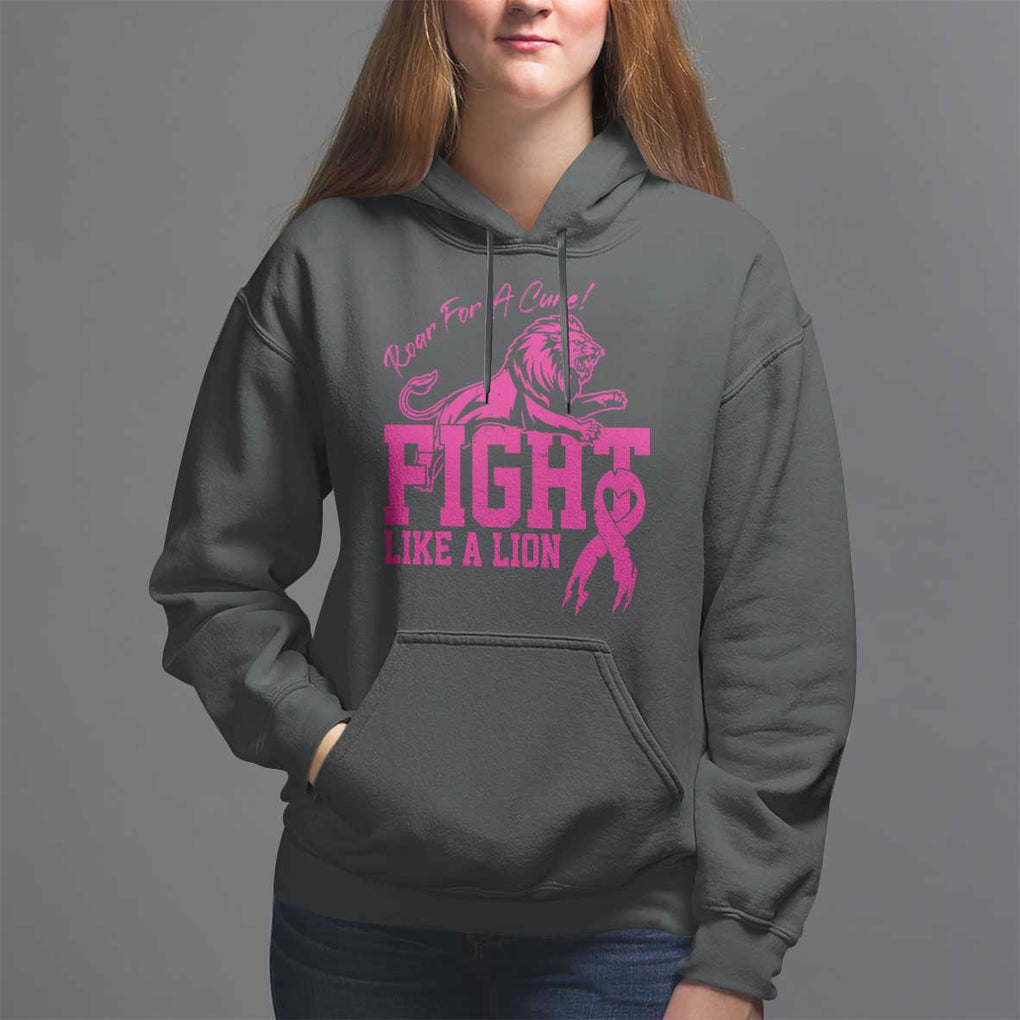 Pink Breast Cancer Hoodie Fight Like A Lion Roar For A Cure TS09 Black Print Your Wear