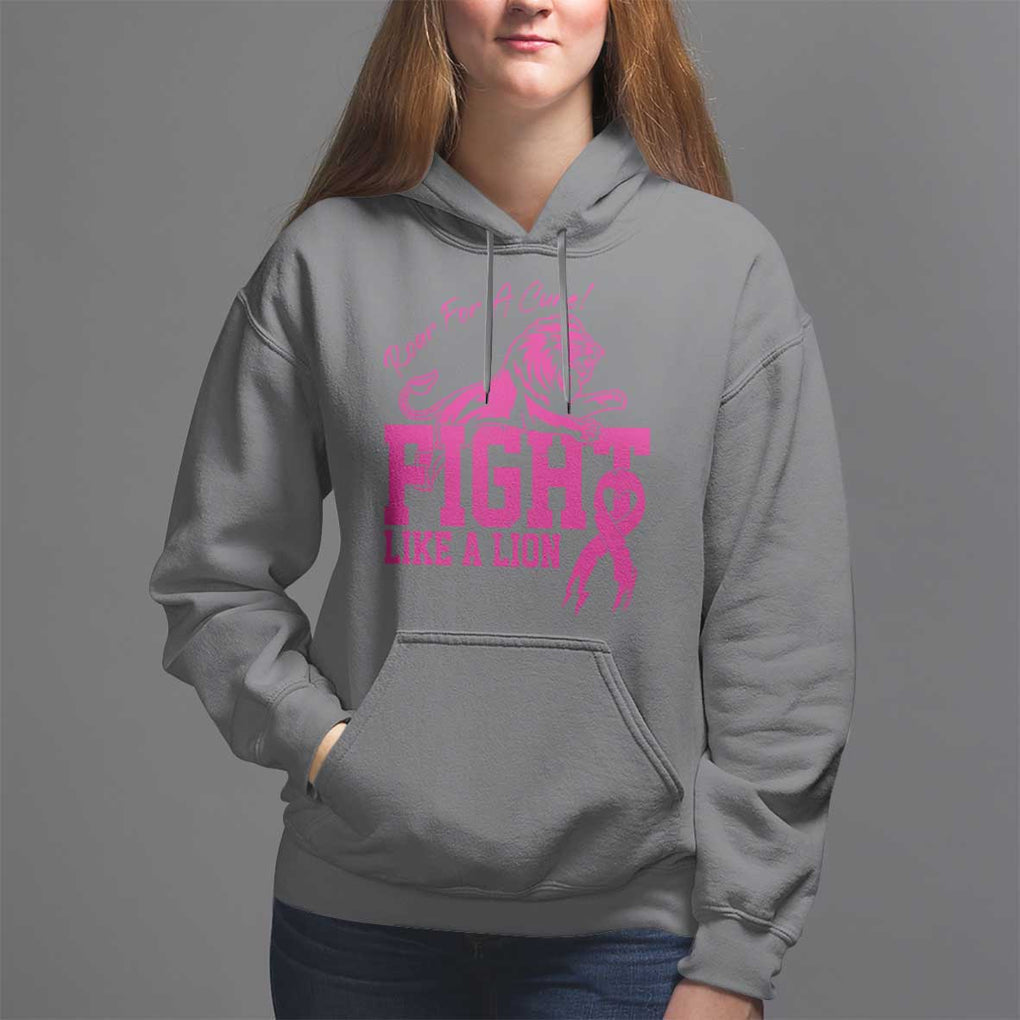 Pink Breast Cancer Hoodie Fight Like A Lion Roar For A Cure TS09 Charcoal Print Your Wear