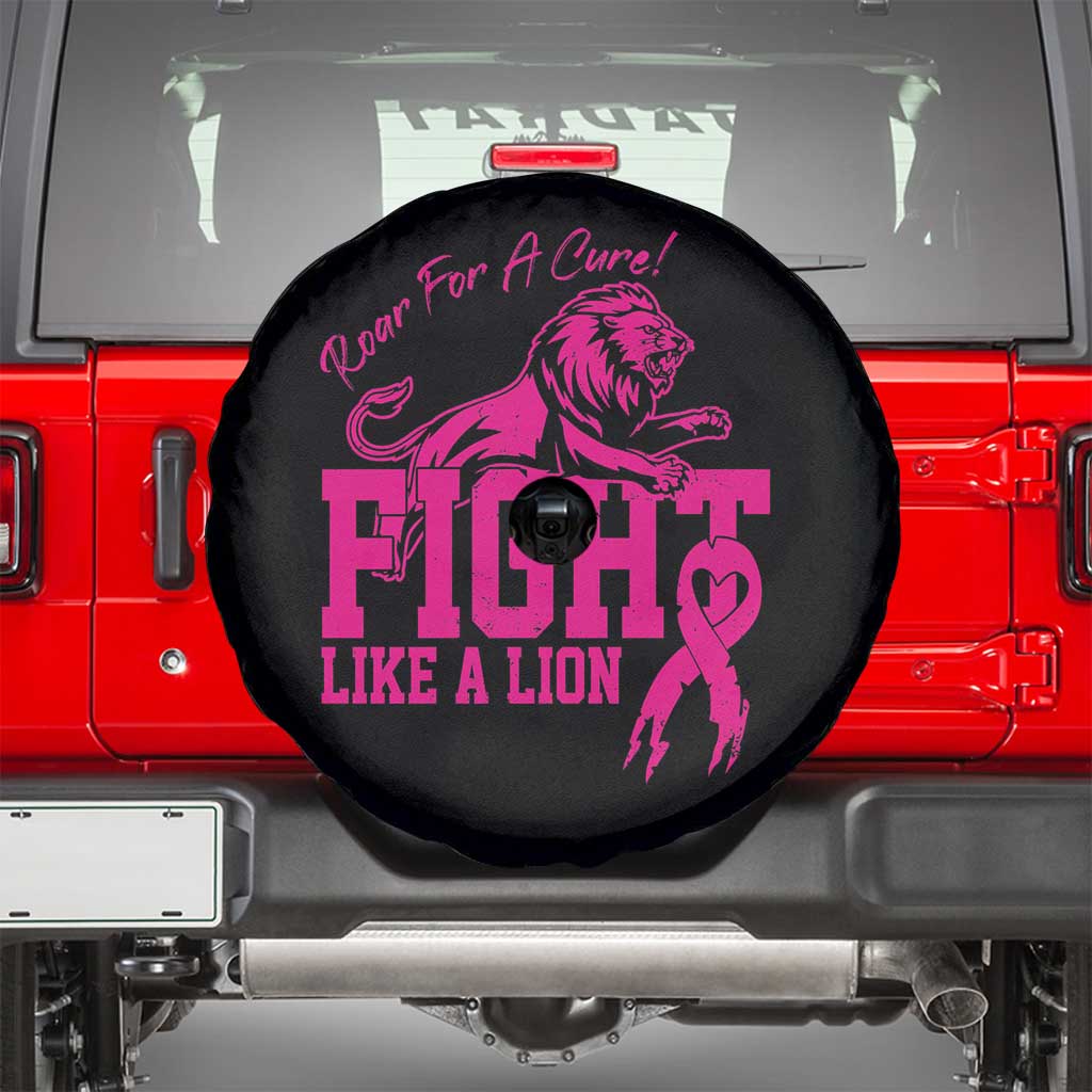 Pink Breast Cancer Spare Tire Cover Fight Like A Lion Roar For A Cure TS09 Black Print Your Wear