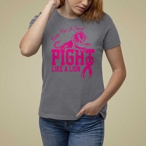 Pink Breast Cancer T Shirt For Women Fight Like A Lion Roar For A Cure TS09 Charcoal Print Your Wear