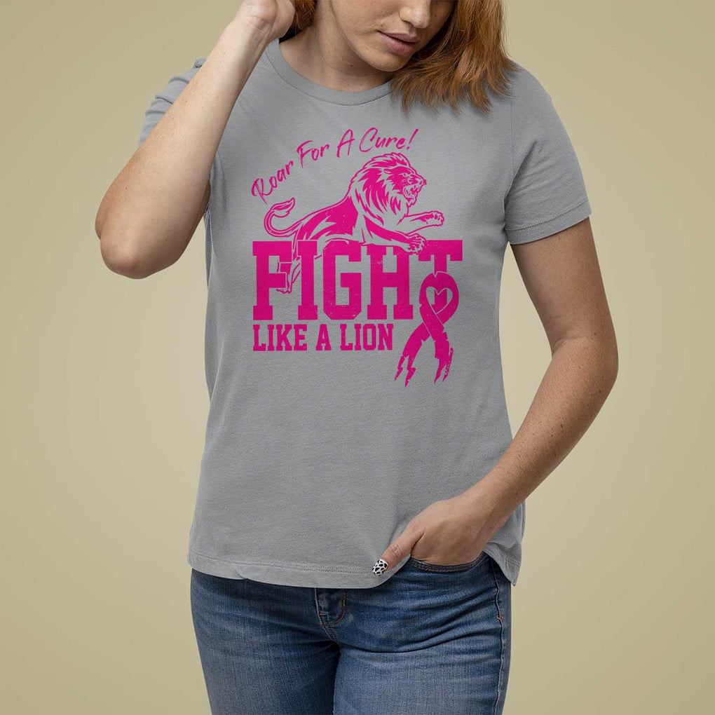 Pink Breast Cancer T Shirt For Women Fight Like A Lion Roar For A Cure TS09 Sport Gray Print Your Wear