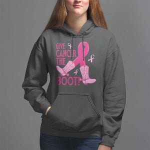 Breast Cancer Hoodie Give Cancer The Boot Cowgirl Western Cowboy TS09 Black Print Your Wear