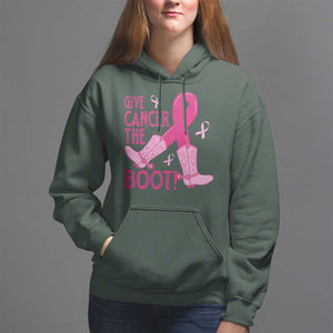Breast Cancer Hoodie Give Cancer The Boot Cowgirl Western Cowboy TS09 Dark Forest Green Print Your Wear