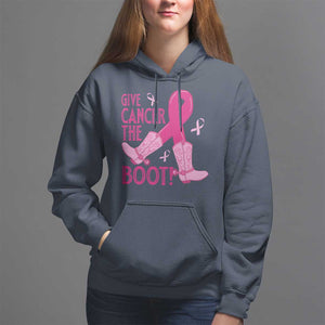 Breast Cancer Hoodie Give Cancer The Boot Cowgirl Western Cowboy TS09 Navy Print Your Wear