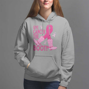 Breast Cancer Hoodie Give Cancer The Boot Cowgirl Western Cowboy TS09 Sport Gray Print Your Wear