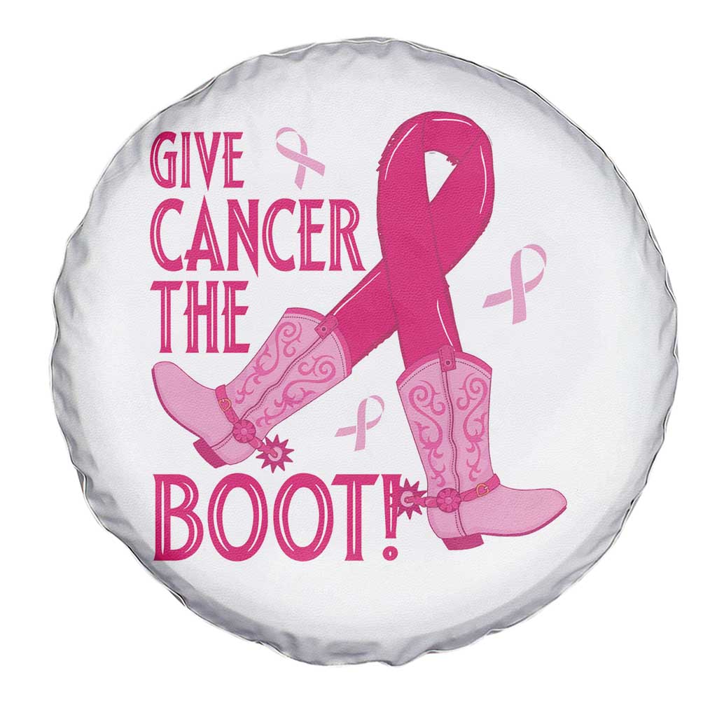 Breast Cancer Spare Tire Cover Give Cancer The Boot Cowgirl Western Cowboy TS09 Print Your Wear