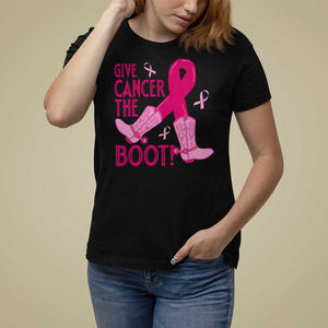 Breast Cancer T Shirt For Women Give Cancer The Boot Cowgirl Western Cowboy TS09 Black Print Your Wear