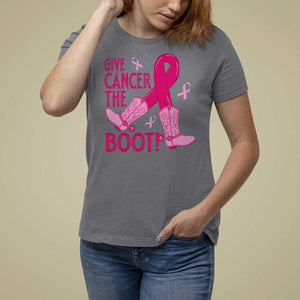 Breast Cancer T Shirt For Women Give Cancer The Boot Cowgirl Western Cowboy TS09 Charcoal Print Your Wear