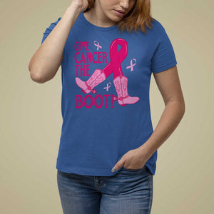 Breast Cancer T Shirt For Women Give Cancer The Boot Cowgirl Western Cowboy TS09 Royal Blue Print Your Wear