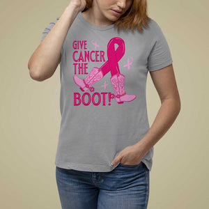 Breast Cancer T Shirt For Women Give Cancer The Boot Cowgirl Western Cowboy TS09 Sport Gray Print Your Wear
