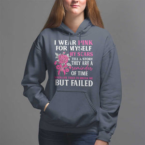 Pink Breast Cancer Hoodie I Wear Pink For Myself My Scars Tell A Story TS09 Navy Print Your Wear