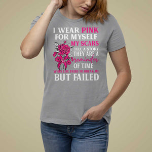 Pink Breast Cancer T Shirt For Women I Wear Pink For Myself My Scars Tell A Story TS09 Sport Gray Print Your Wear