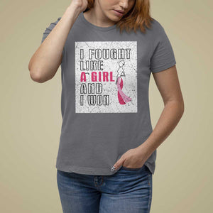 Pink Breast Cancer T Shirt For Women I Fought Like A Girl And I Won TS09 Charcoal Print Your Wear