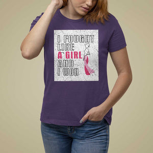 Pink Breast Cancer T Shirt For Women I Fought Like A Girl And I Won TS09 Purple Print Your Wear