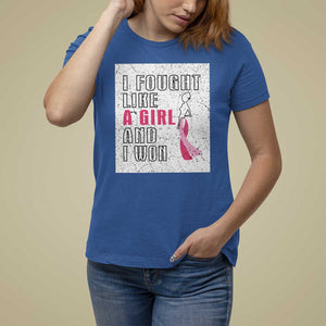 Pink Breast Cancer T Shirt For Women I Fought Like A Girl And I Won TS09 Royal Blue Print Your Wear