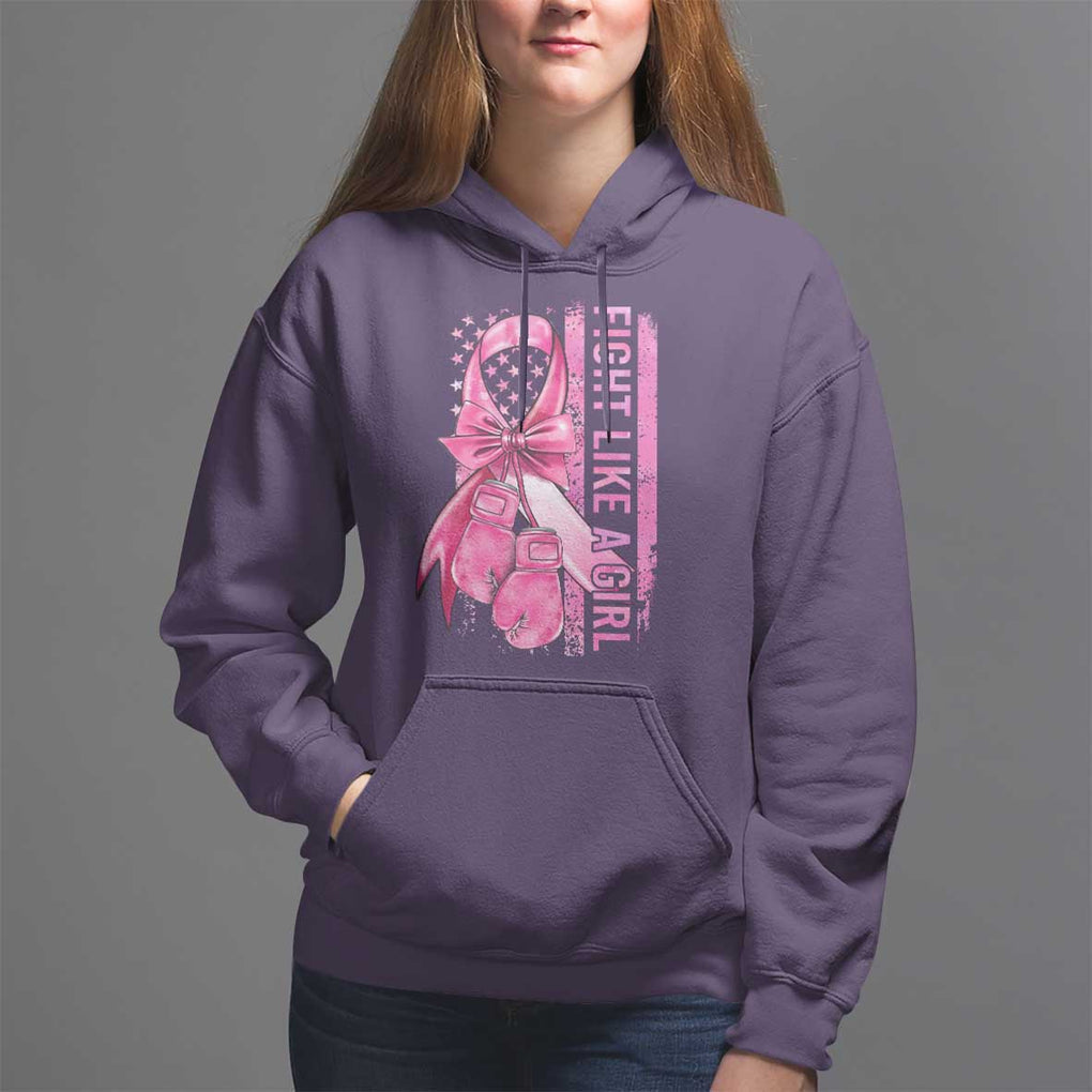 Breast Cancer Hoodie Fight Like A Girl Pink American Flag TS09 Purple Print Your Wear