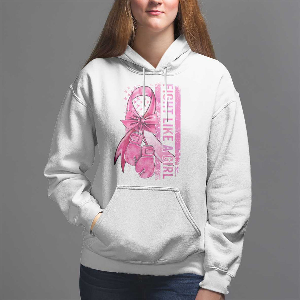 Breast Cancer Hoodie Fight Like A Girl Pink American Flag TS09 White Print Your Wear