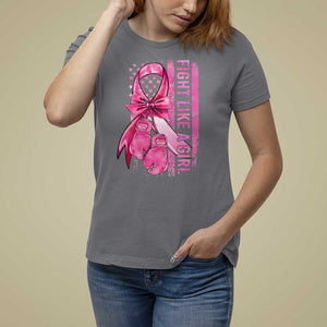 Breast Cancer T Shirt For Women Fight Like A Girl Pink American Flag TS09 Charcoal Print Your Wear