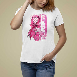 Breast Cancer T Shirt For Women Fight Like A Girl Pink American Flag TS09 White Print Your Wear