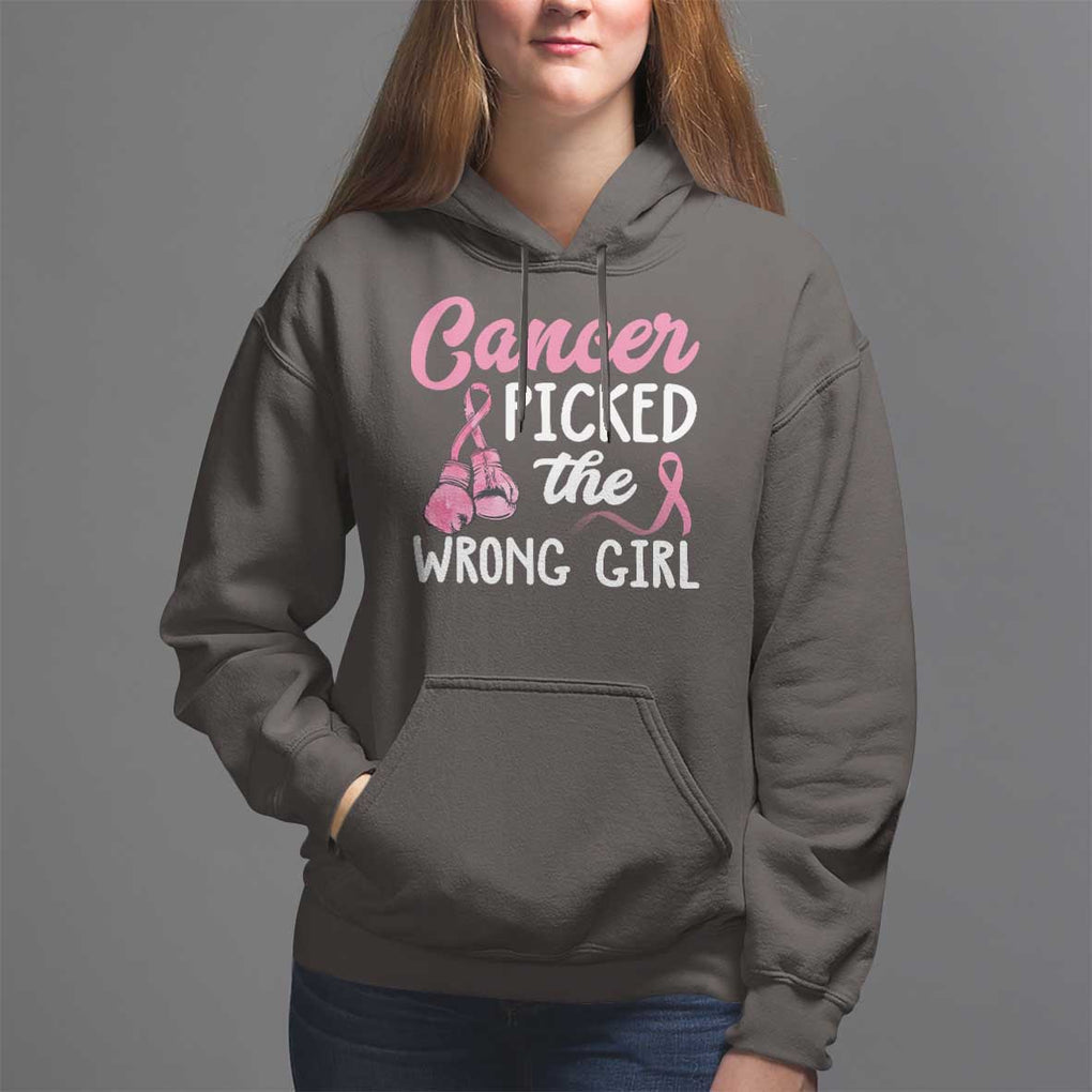 Breast Cancer Hoodie Cancer Picked The Wrong Girl TS09 Dark Chocolate Print Your Wear