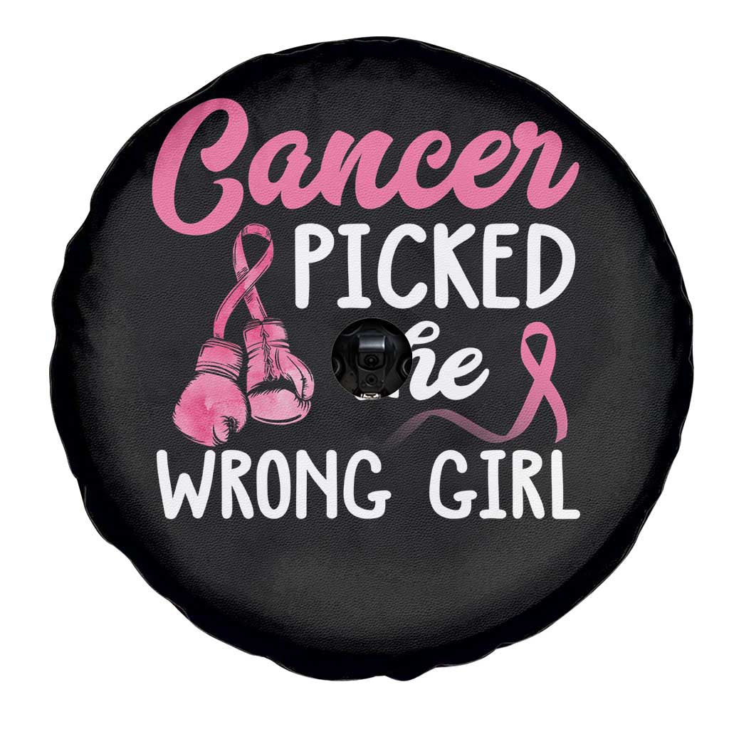 Breast Cancer Spare Tire Cover Cancer Picked The Wrong Girl TS09 Print Your Wear