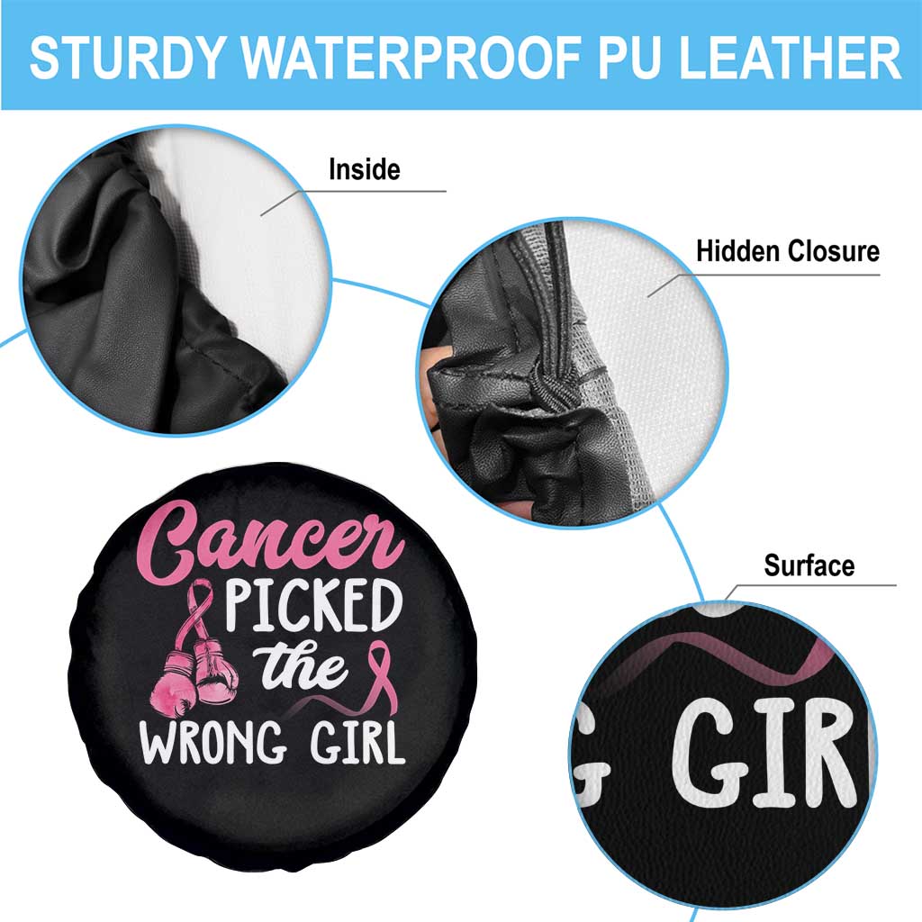 Breast Cancer Spare Tire Cover Cancer Picked The Wrong Girl TS09 Print Your Wear