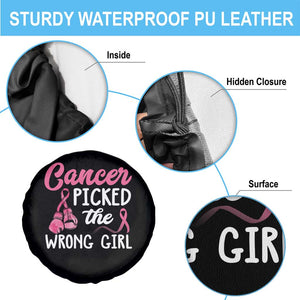 Breast Cancer Spare Tire Cover Cancer Picked The Wrong Girl TS09 Print Your Wear