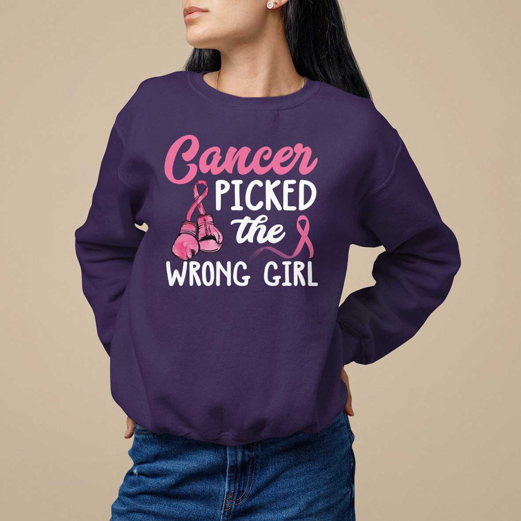 Breast Cancer Sweatshirt Cancer Picked The Wrong Girl TS09 Purple Print Your Wear