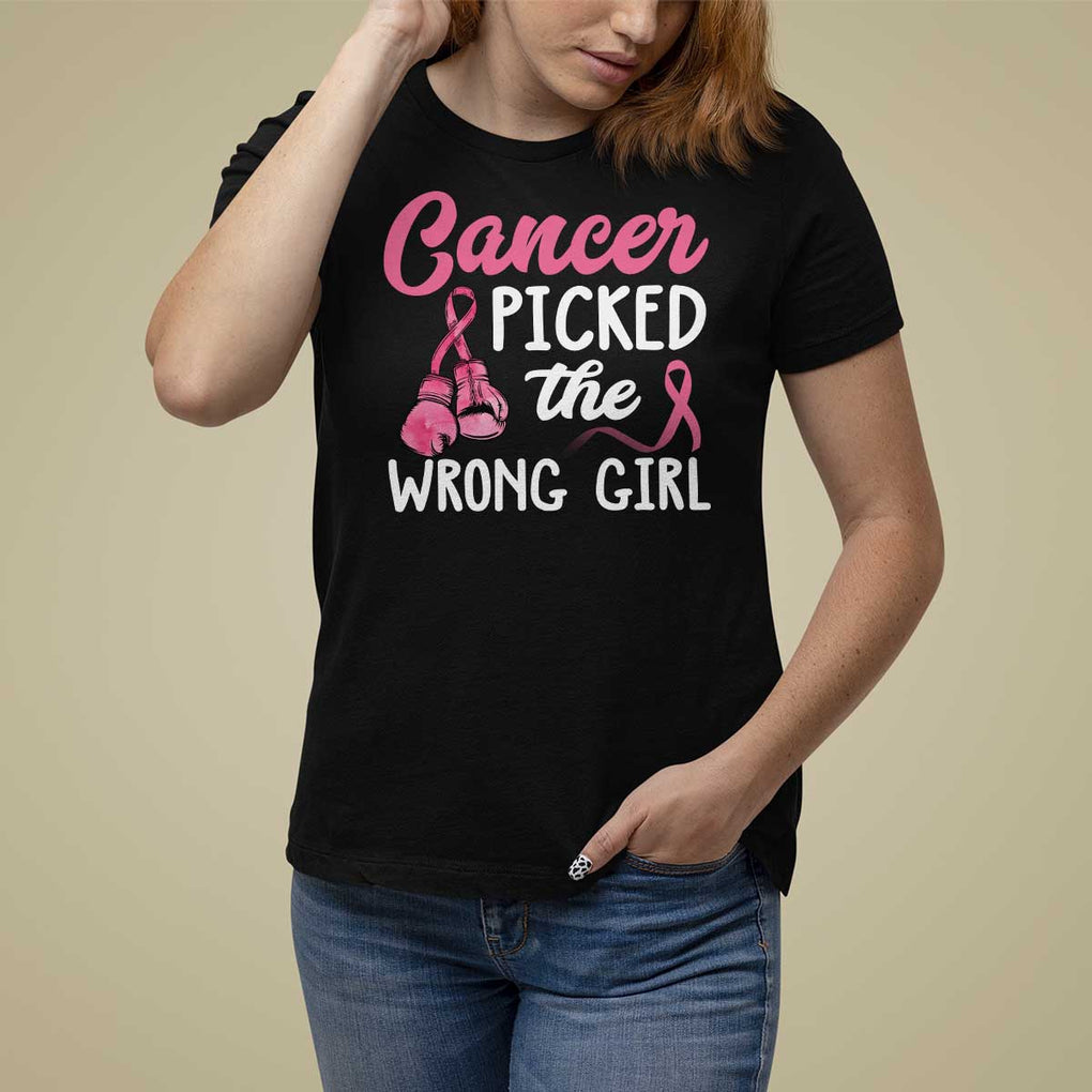 Breast Cancer T Shirt For Women Cancer Picked The Wrong Girl TS09 Black Print Your Wear