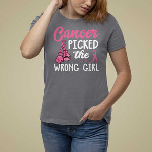 Breast Cancer T Shirt For Women Cancer Picked The Wrong Girl TS09 Charcoal Print Your Wear