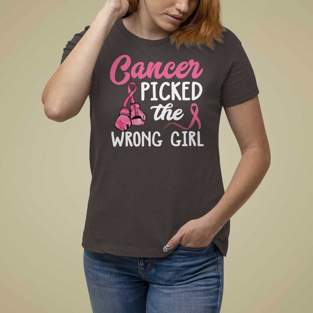 Breast Cancer T Shirt For Women Cancer Picked The Wrong Girl TS09 Dark Chocolate Print Your Wear