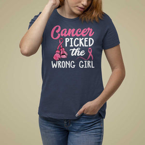 Breast Cancer T Shirt For Women Cancer Picked The Wrong Girl TS09 Navy Print Your Wear