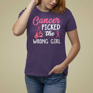 Breast Cancer T Shirt For Women Cancer Picked The Wrong Girl TS09 Purple Print Your Wear