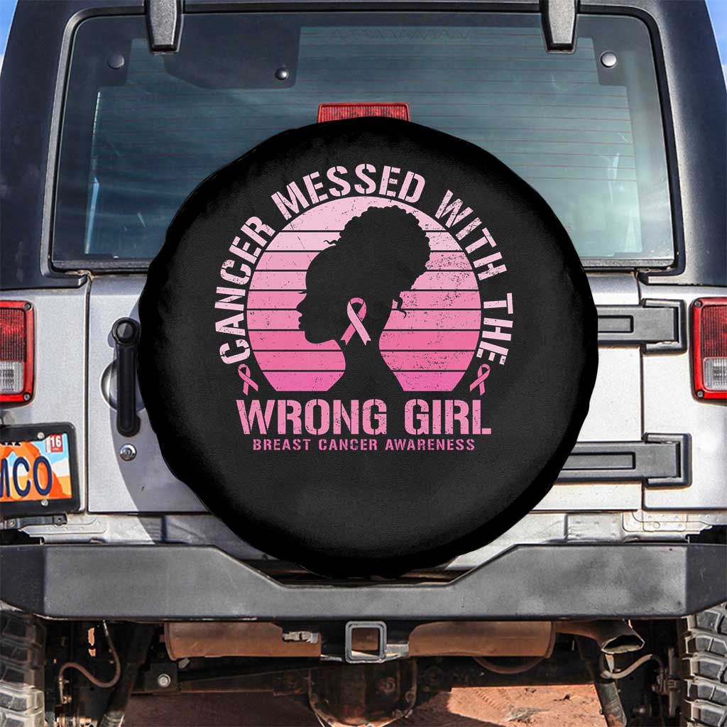 Breast Cancer Spare Tire Cover Cancer Messed With The Wrong Girl TS09 No hole Black Print Your Wear