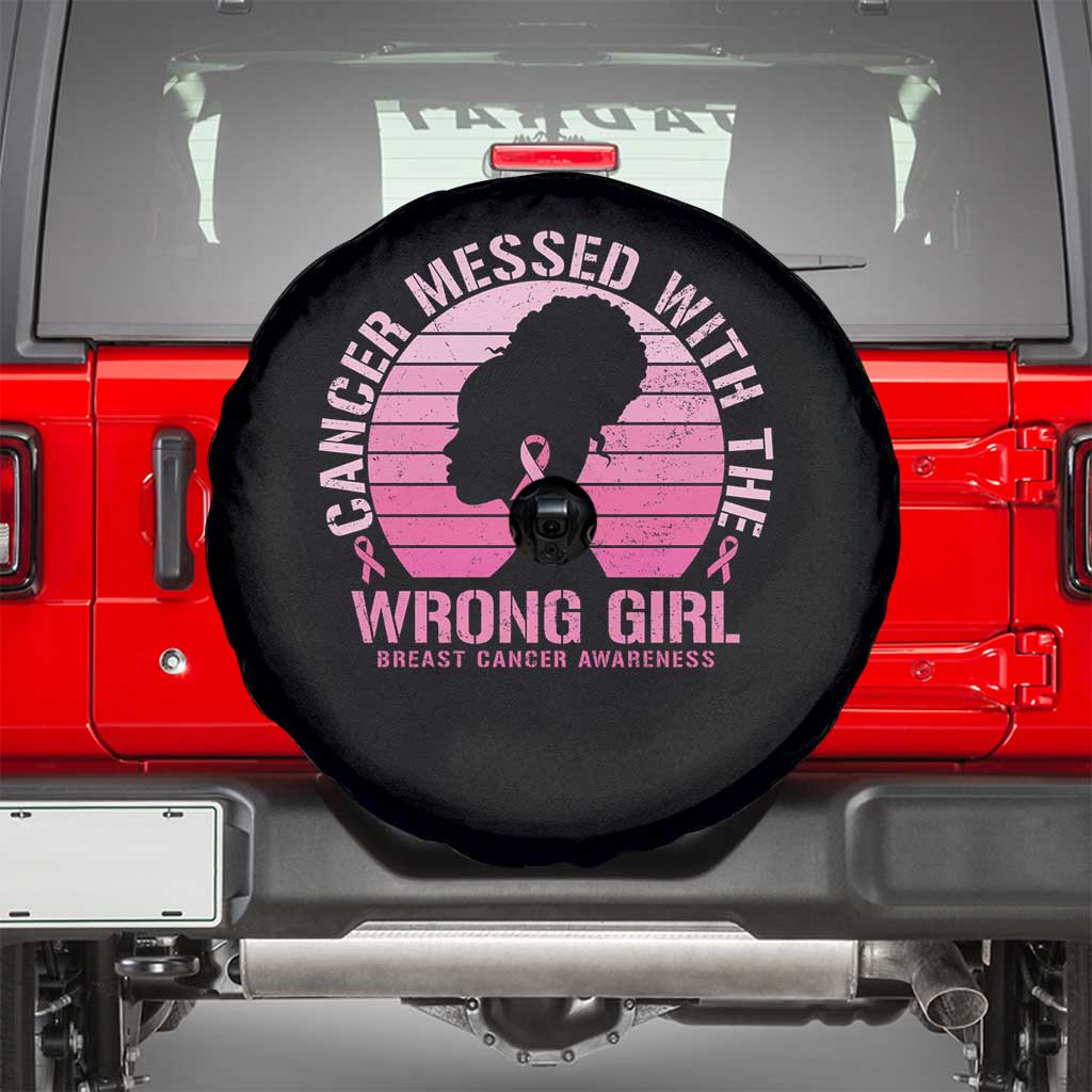 Breast Cancer Spare Tire Cover Cancer Messed With The Wrong Girl TS09 Black Print Your Wear